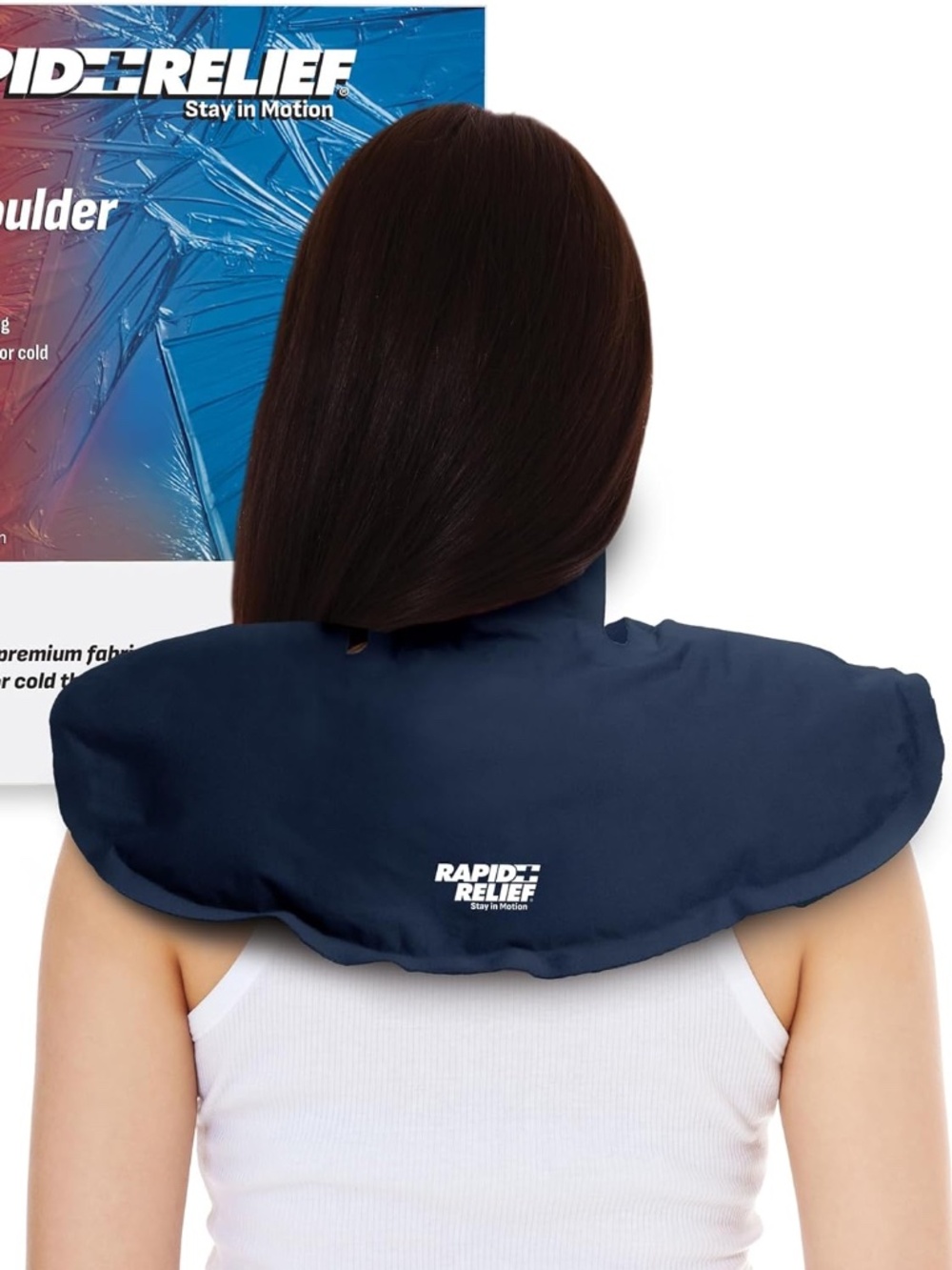 Rapid Relief Reusable Neck & Shoulder Gel Wrap - Hot/Cold Therapy with Strap